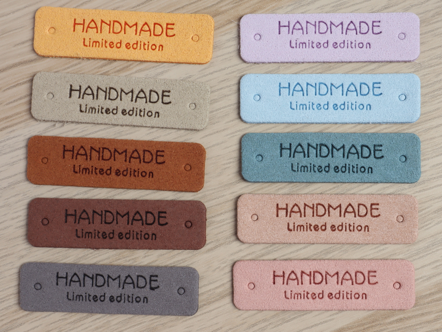 Faux Suede 'Handmade' Labels