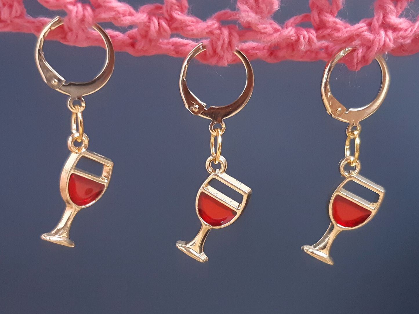 Red Wine Glass Stitch Marker