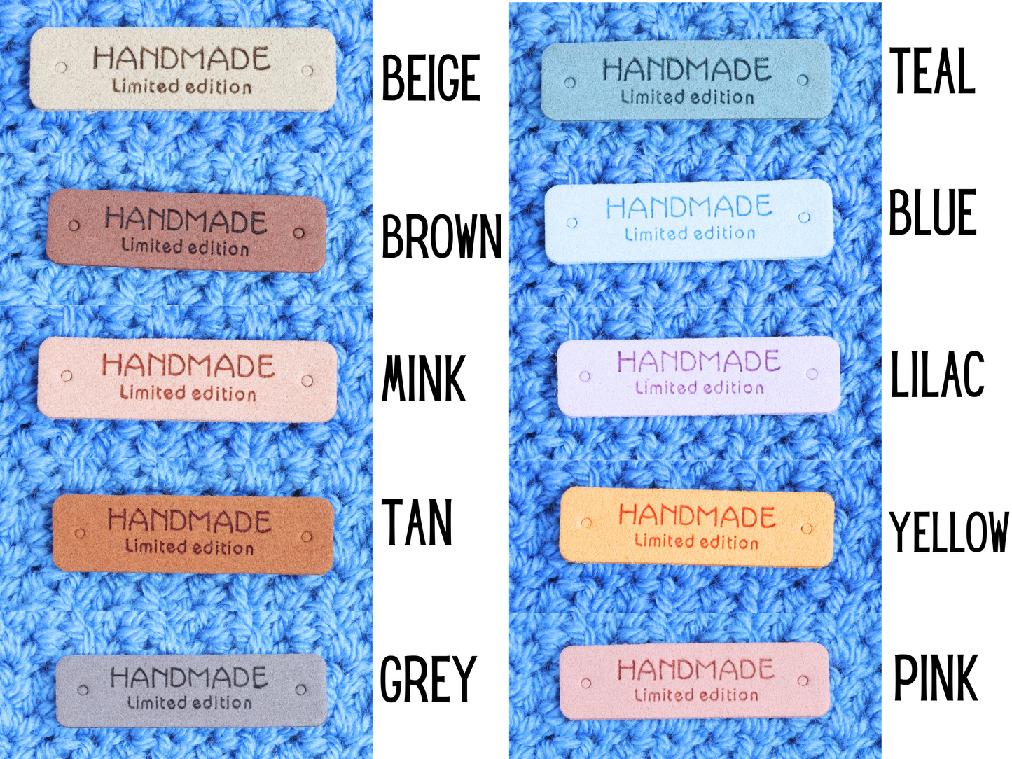 Faux Suede 'Handmade' Labels