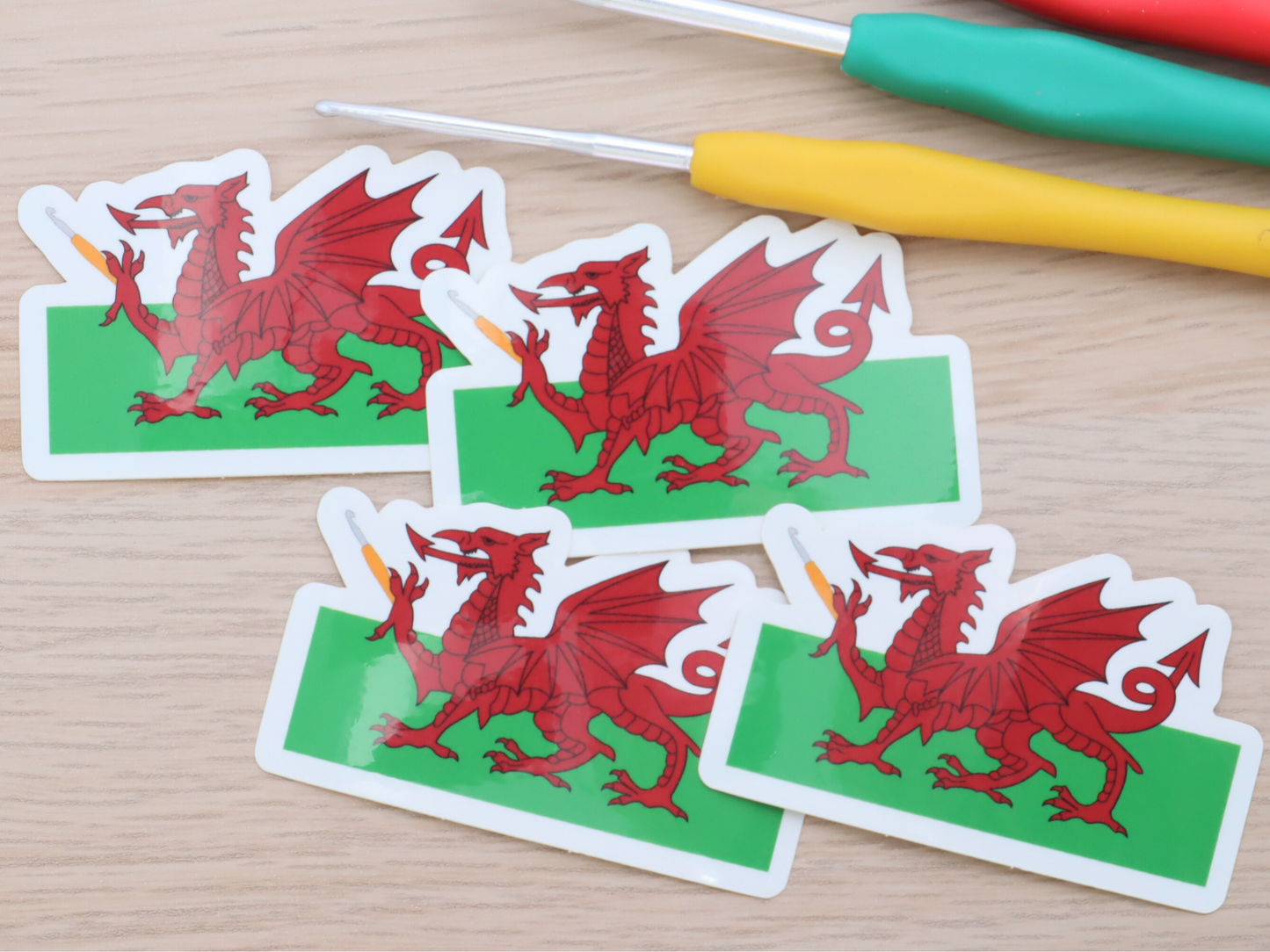 Welsh Dragon Crochet Hook - Glossy Sticker