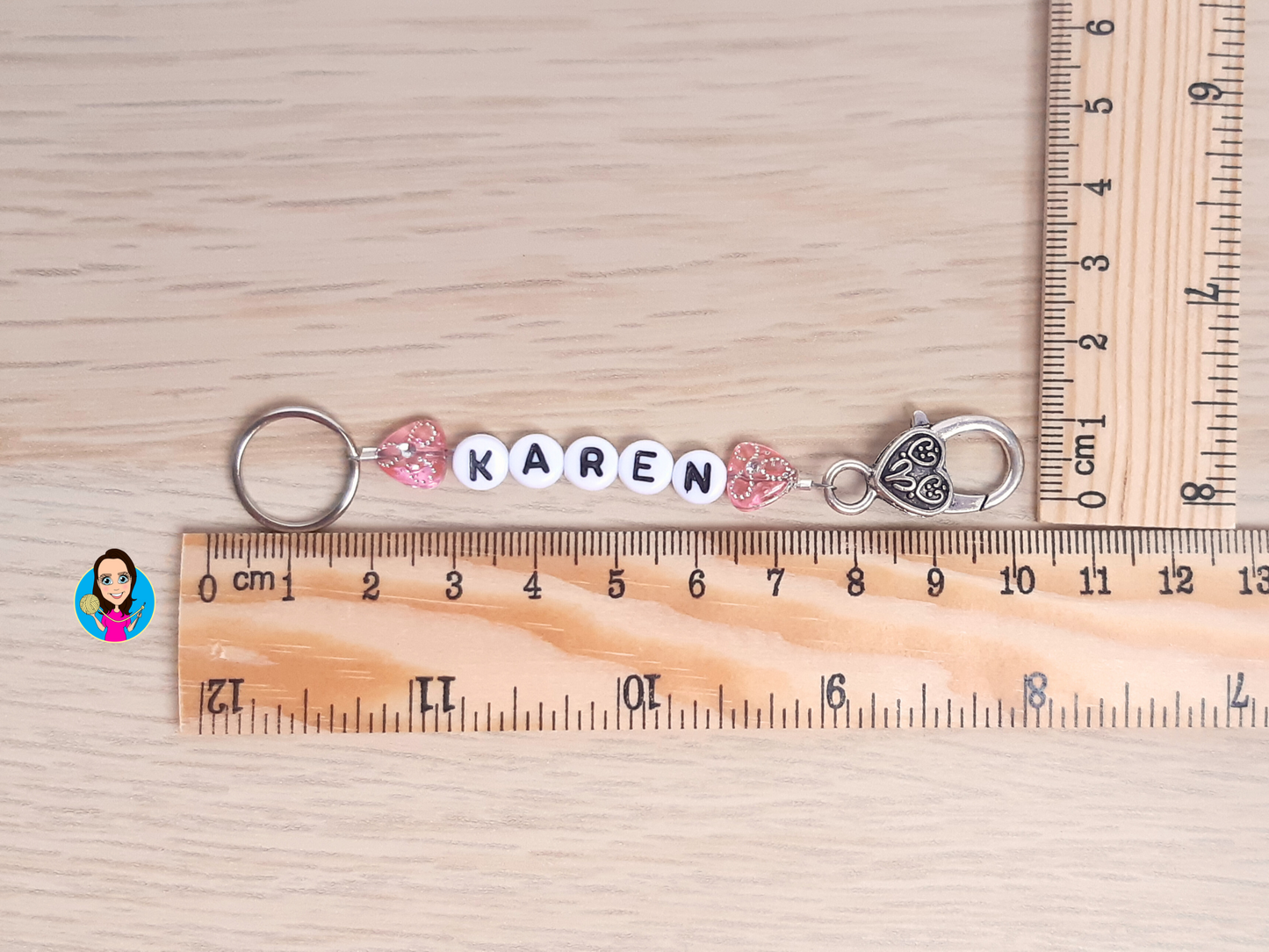 Personalised Name Scissor Fob and Initial Stitch Marker Set