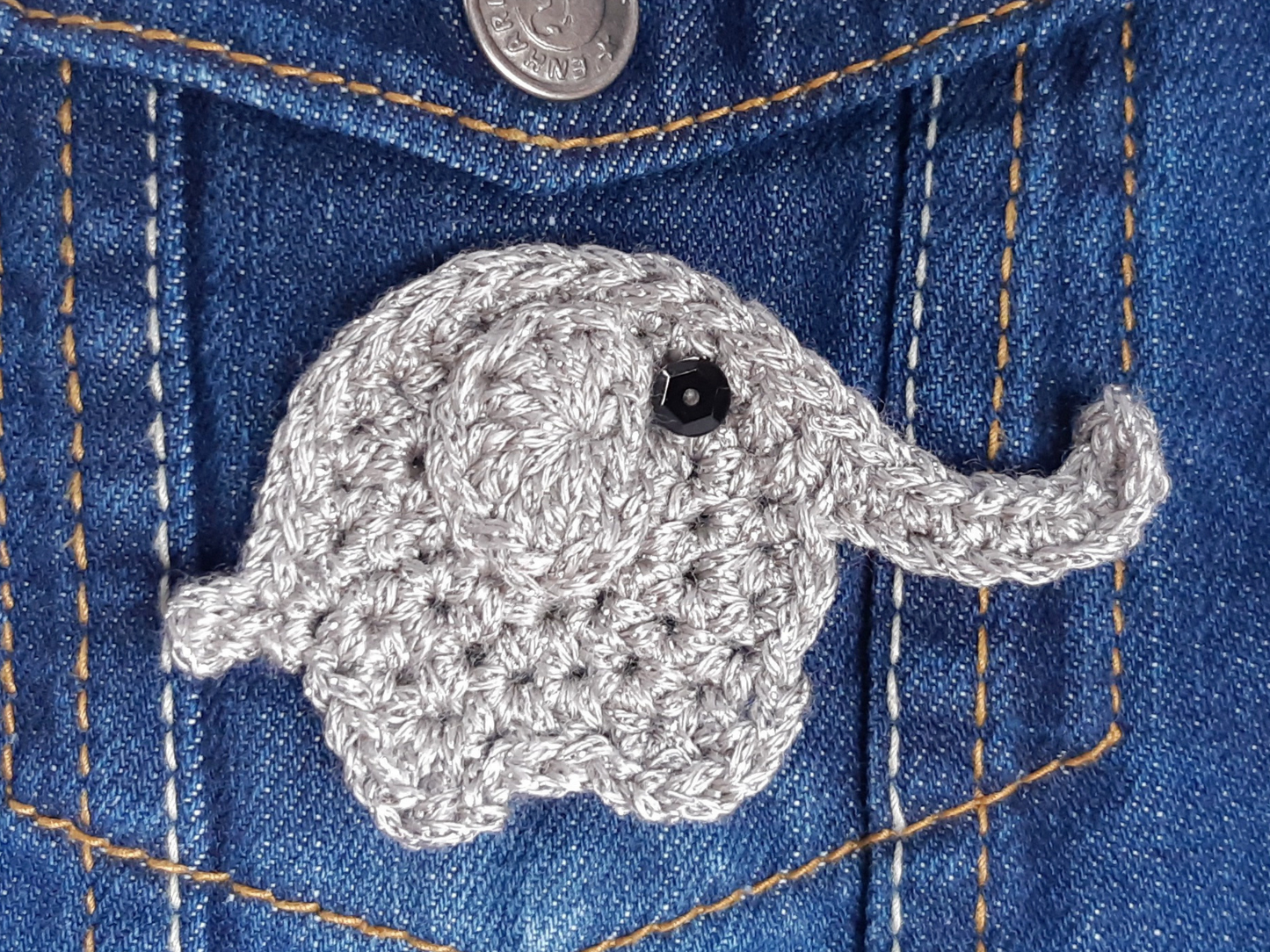 Silver Elephant Applique