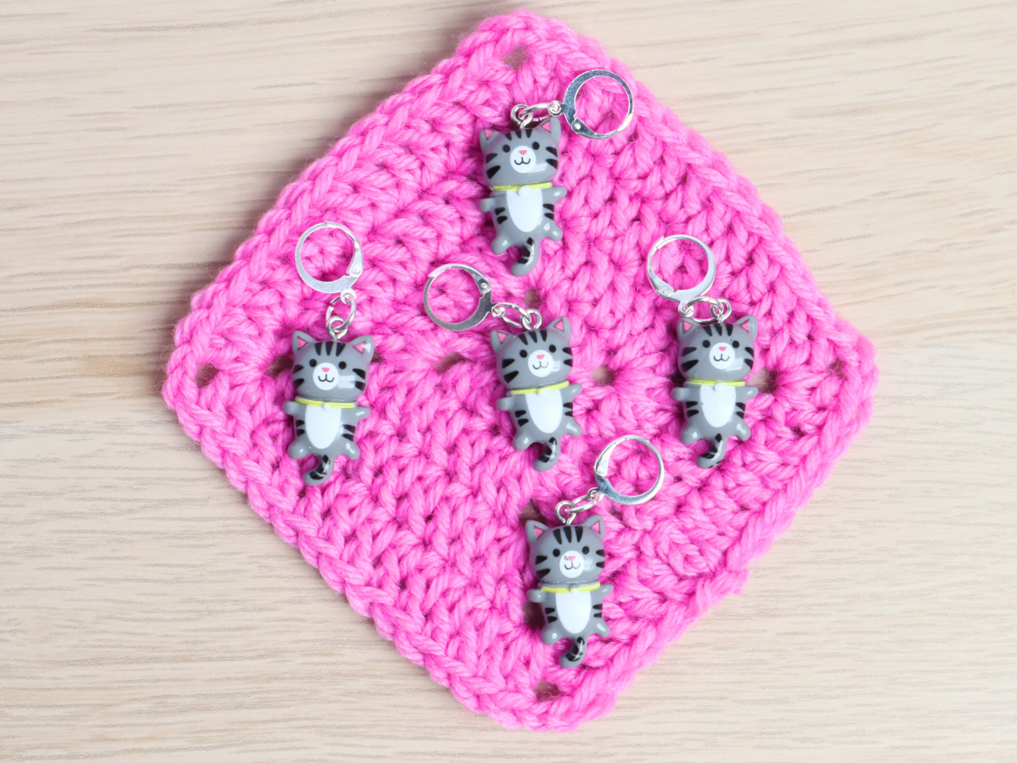 Grey Cat Kawaii Stitch Marker