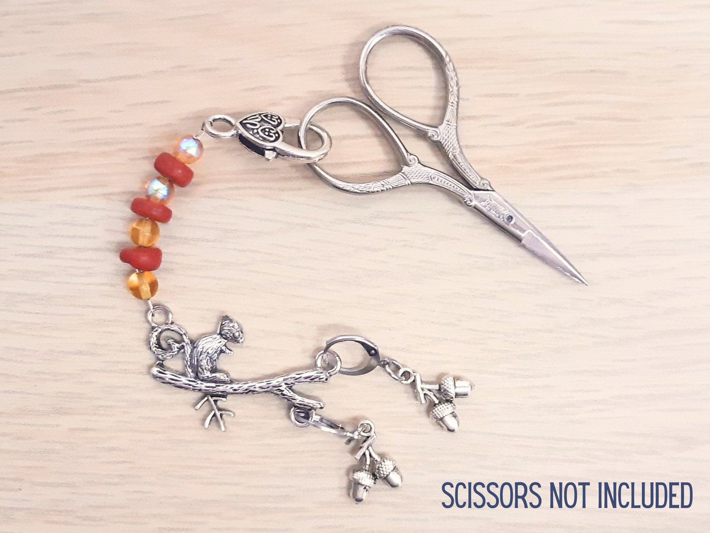 Squirrel Scissor Fob and Stitch Markers Set