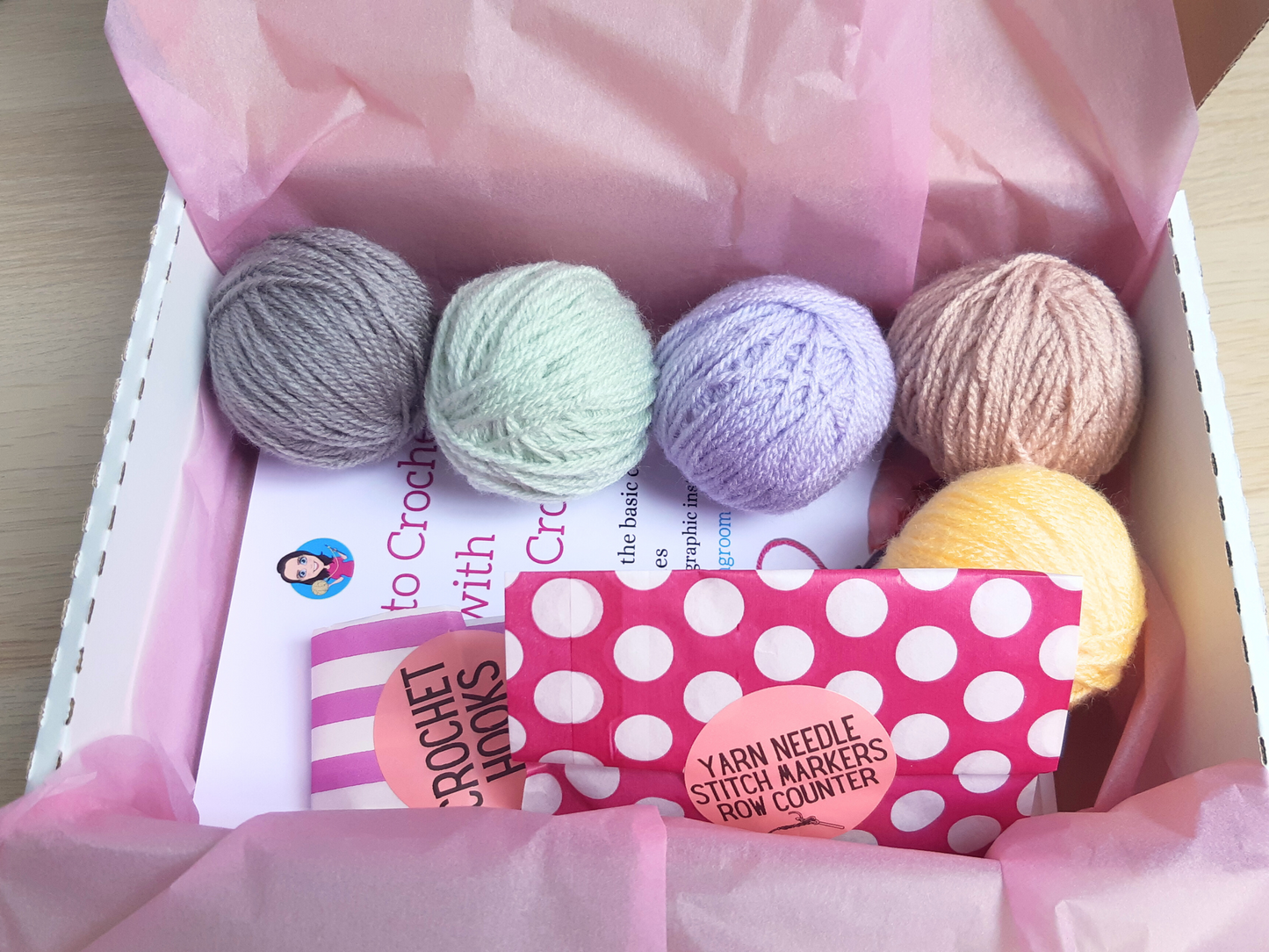 Learn To Crochet Kit (Pastel Colours)