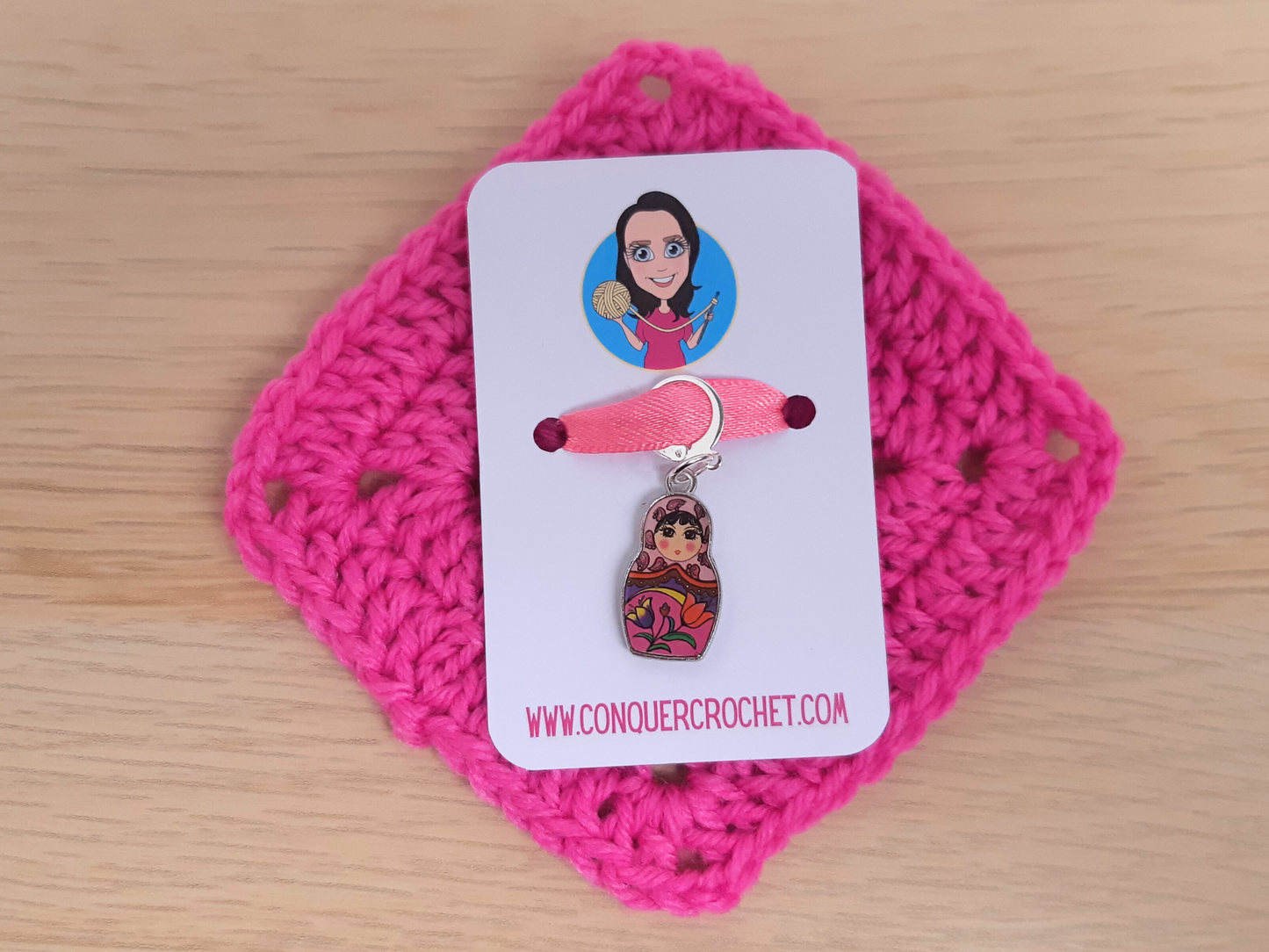 Babooshka Stitch Marker (pink)