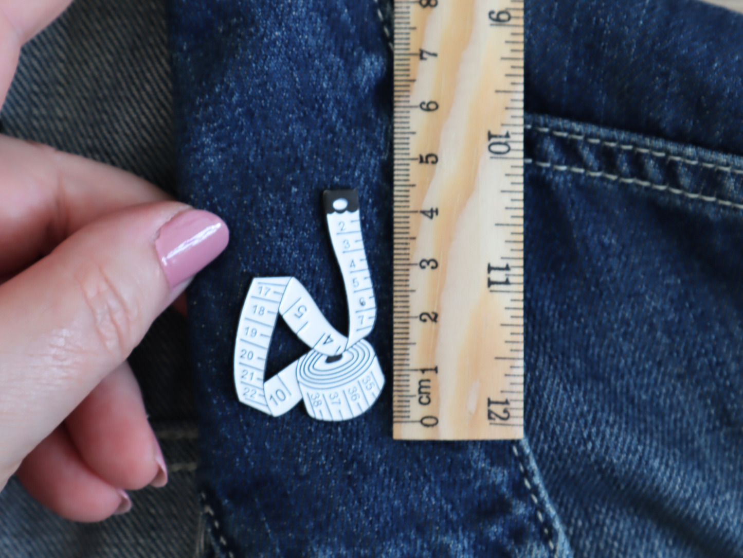 Tape Measure Pin Badge