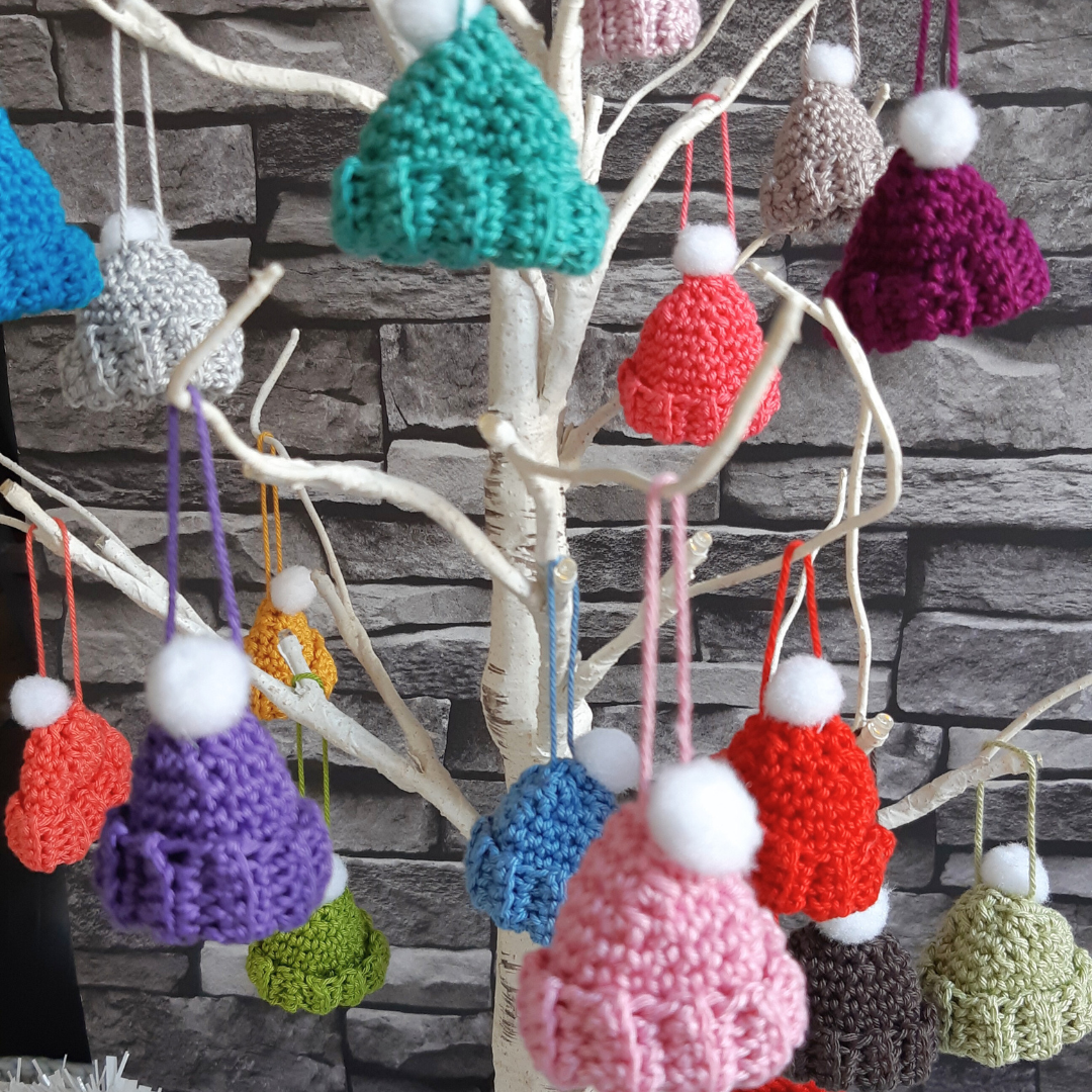 Miniature Bobble Hat Decoration PDF Crochet Pattern