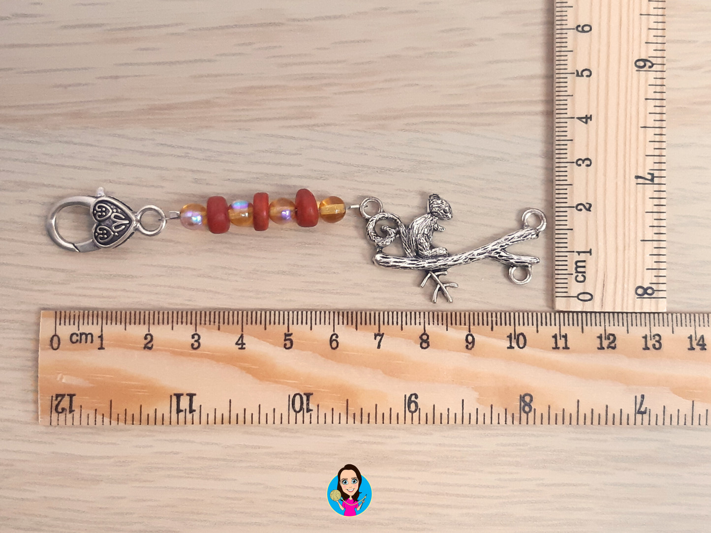 Squirrel Scissor Fob and Stitch Markers Set