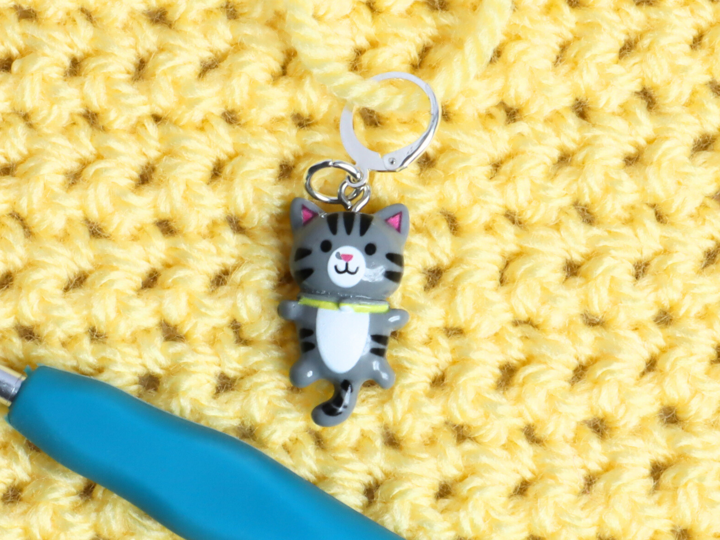 Grey Cat Kawaii Stitch Marker