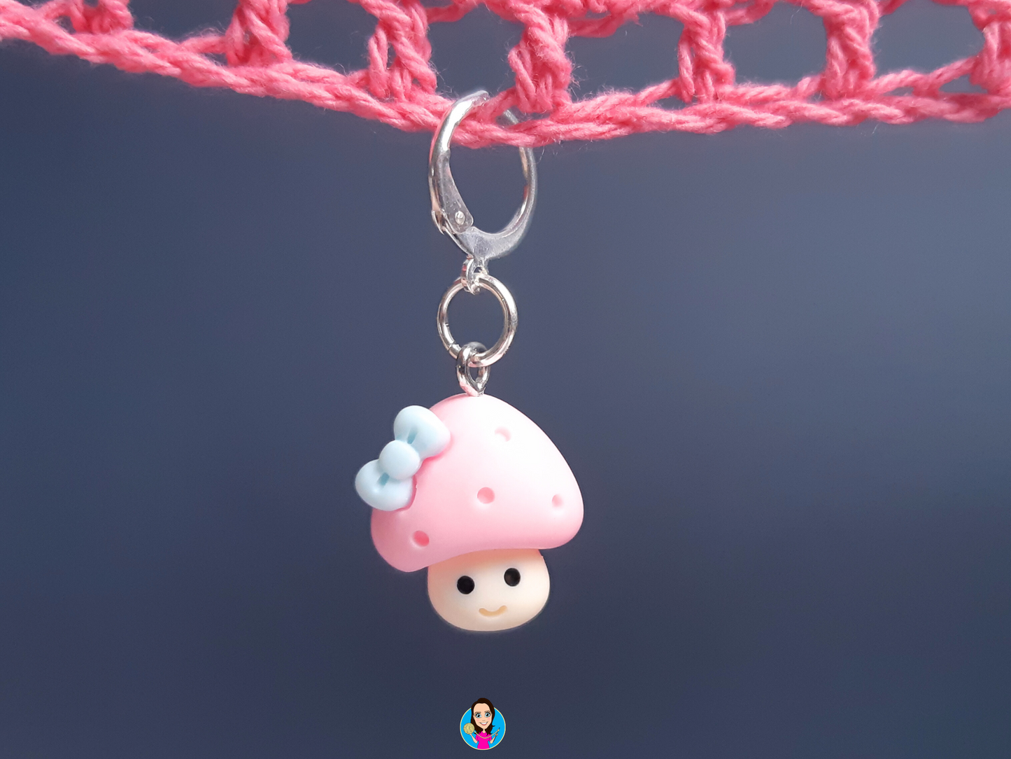 Pink Mushroom Kawaii Stitch Marker