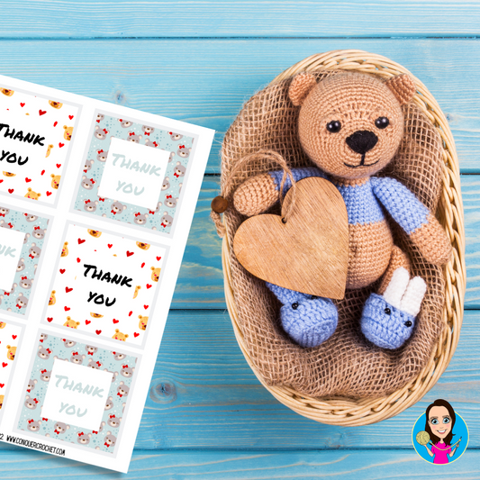 Teddy Bear wrap labels for crochet products and gifts (Digital download)