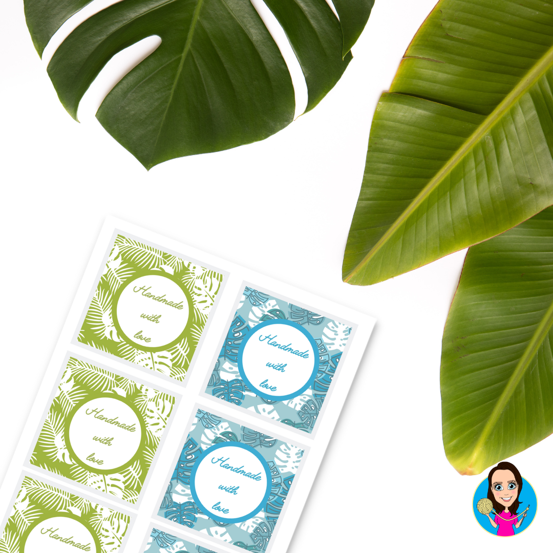 Tropical Leaves wrap labels for crochet products and gifts (Digital download)