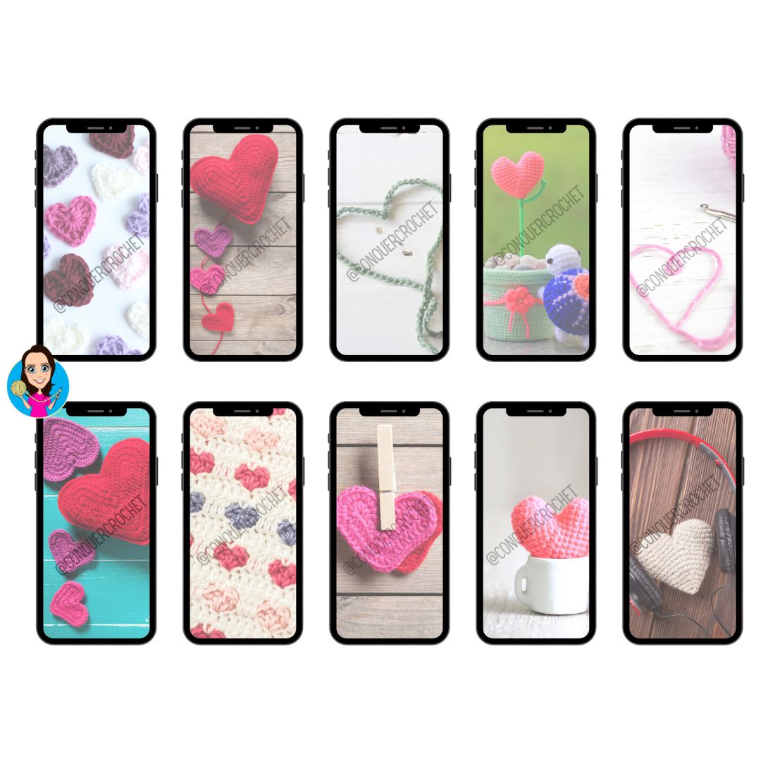 Crocheted Hearts Phone Wallpapers - 10 Wallpapers for your phone