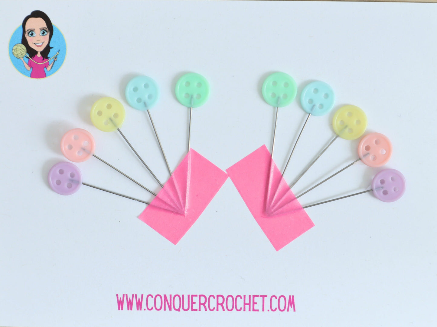 Pastel Buttons sewing pins set of 10
