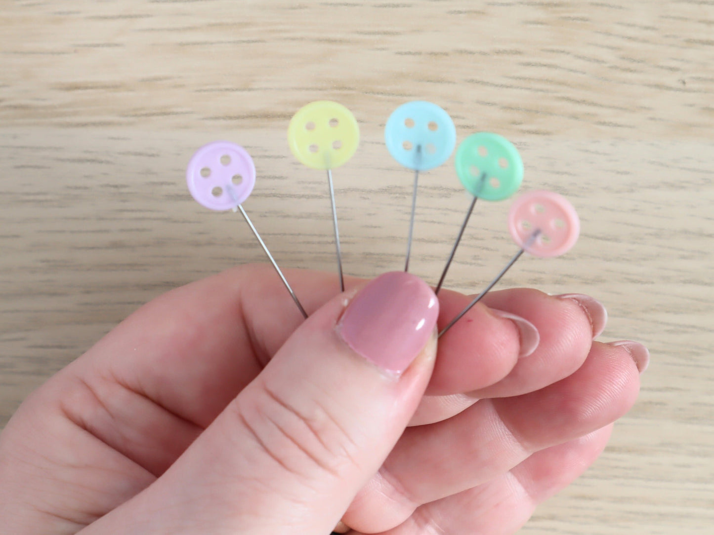 Pastel Buttons sewing pins set of 10