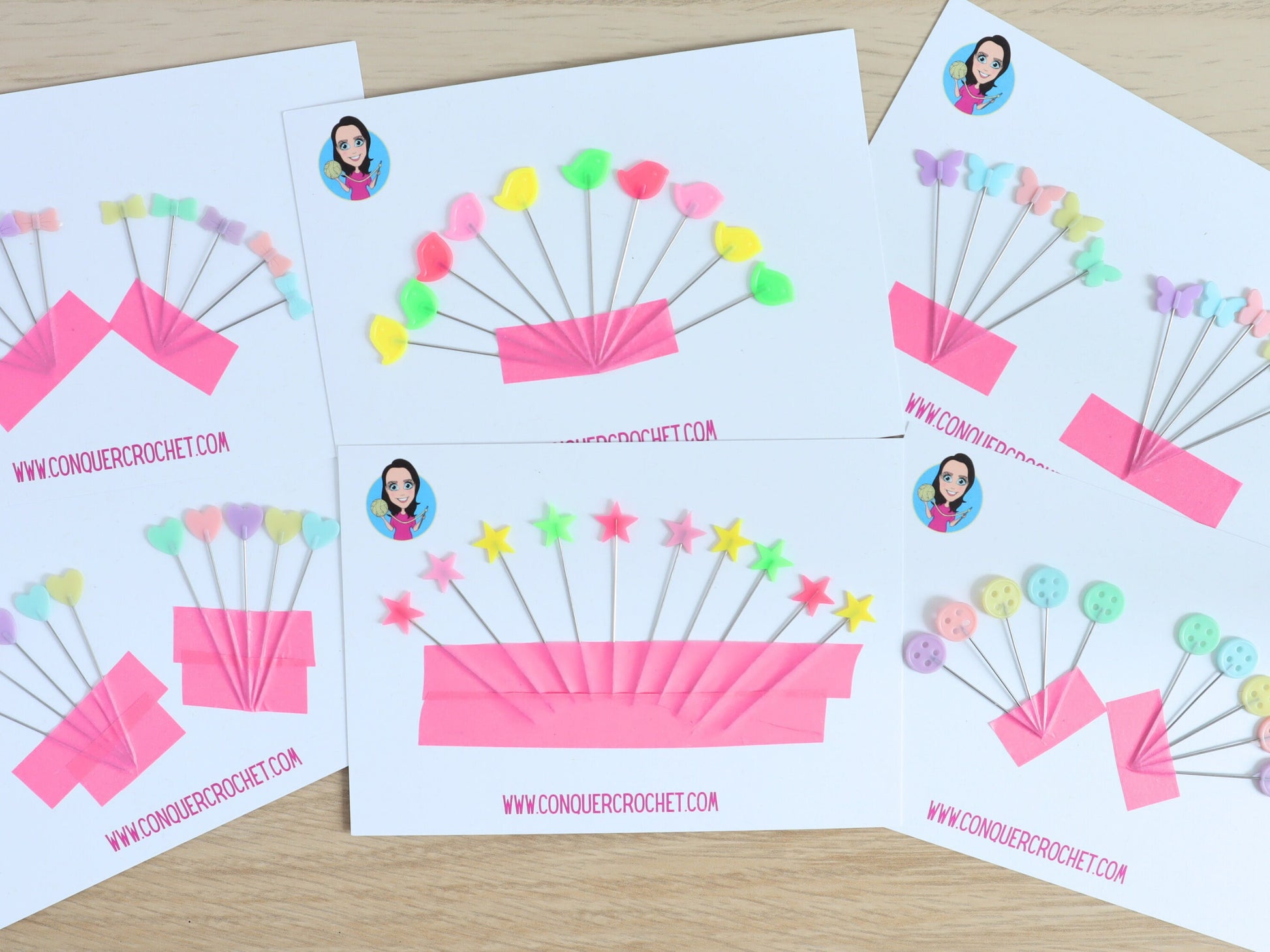 Pastel Stars sewing pins set of 10