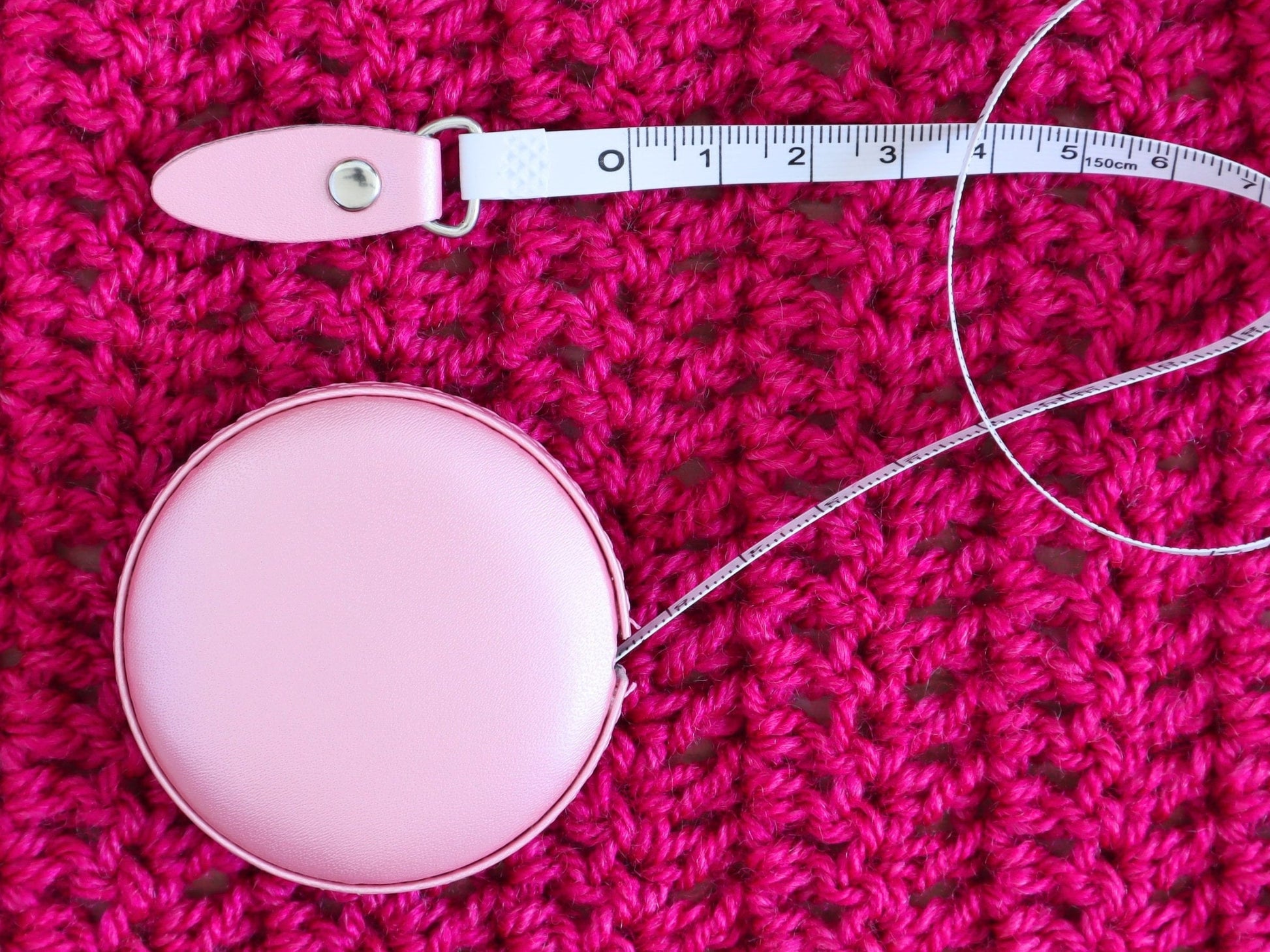 Pink Faux Leather Retractable Tape Measure sewing crochet knitting soft measuring tape crochet notions tools gift for crafters crocheters