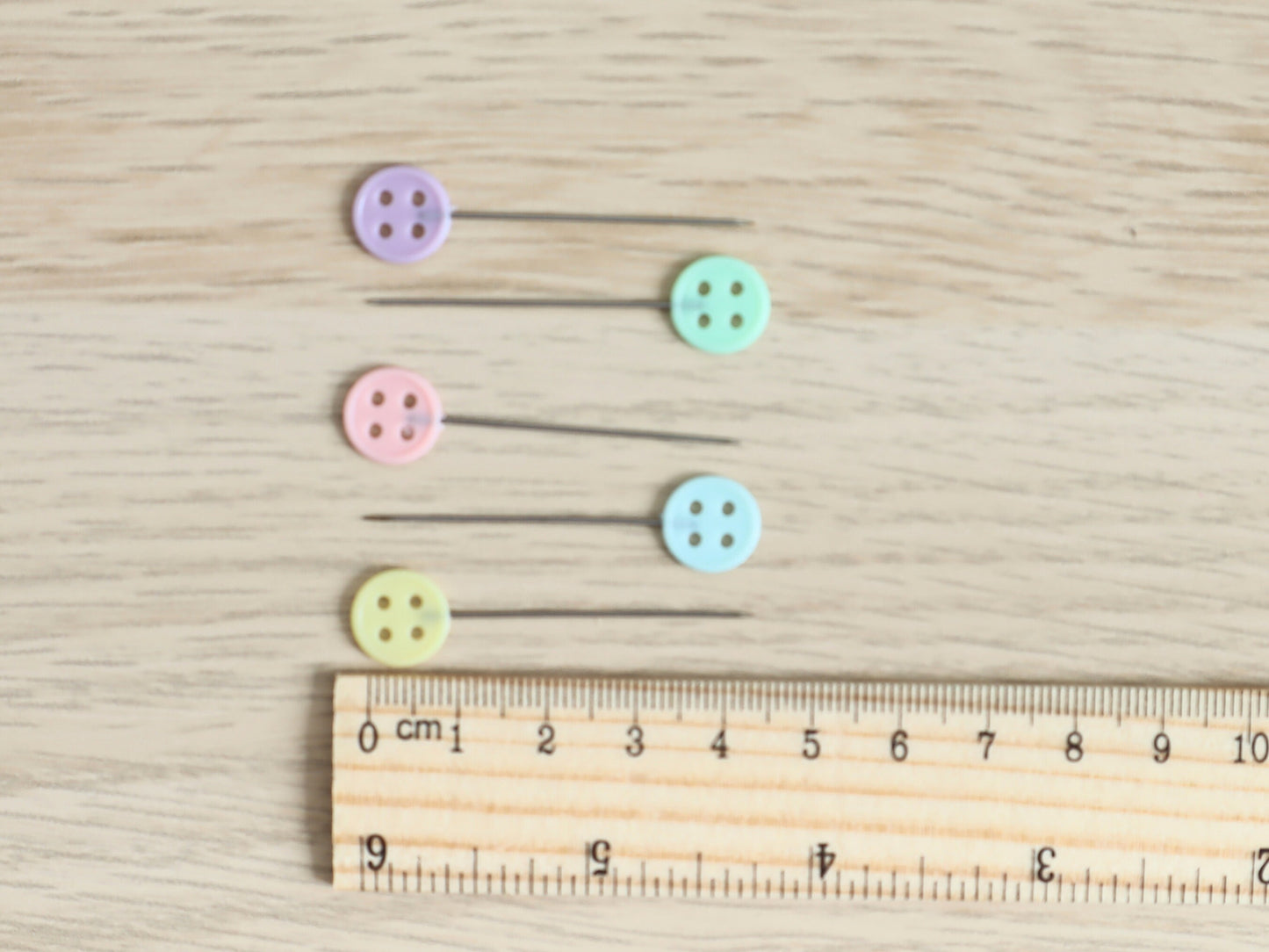 Pastel Buttons sewing pins set of 10