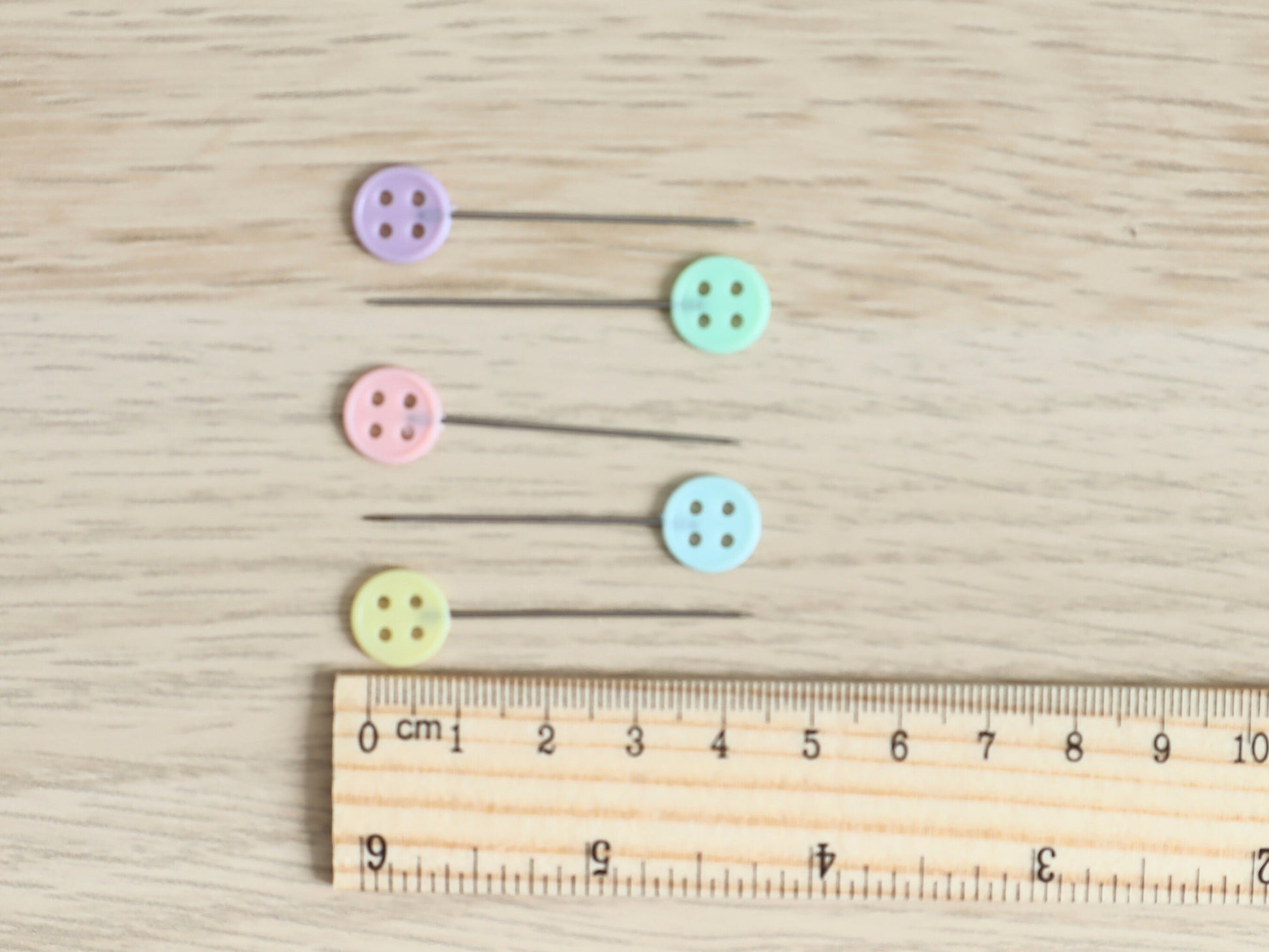 Pastel Buttons sewing pins set of 10