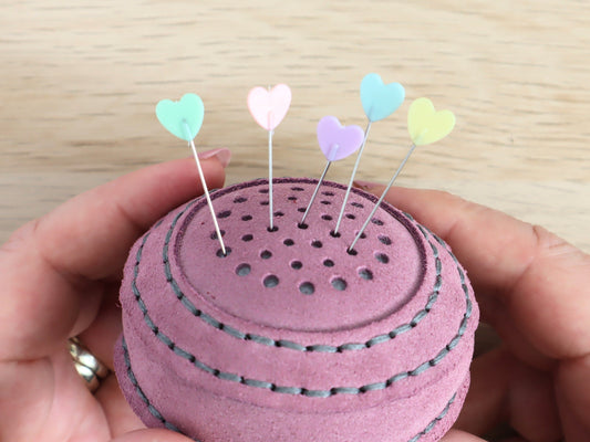 Pastel Hearts sewing pins set of 10