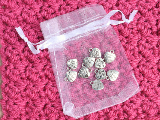 Made With Love Tibetan Silver Heart Charms Set Of Ten