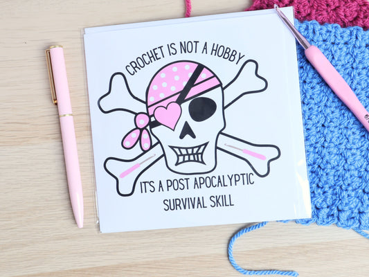 Funny Crochet Hobby Blank Square Greetings Card