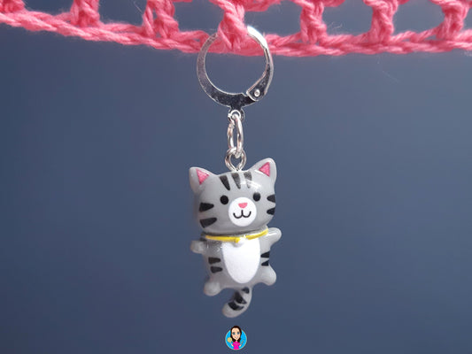 Cute Grey Cat Kawaii Stitch Marker