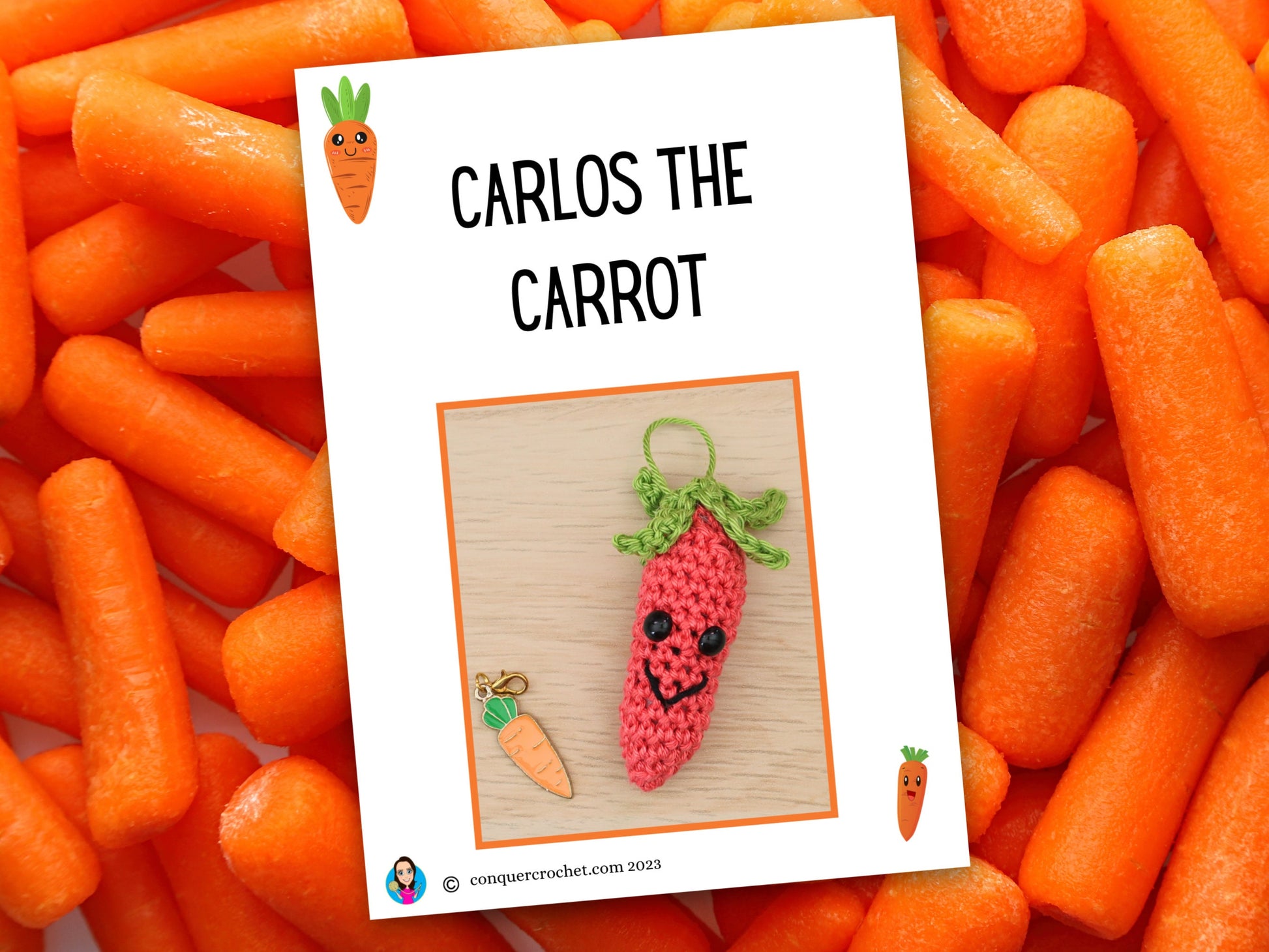 Carlos The Carrot Amigurumi Kawaii Crochet Pattern