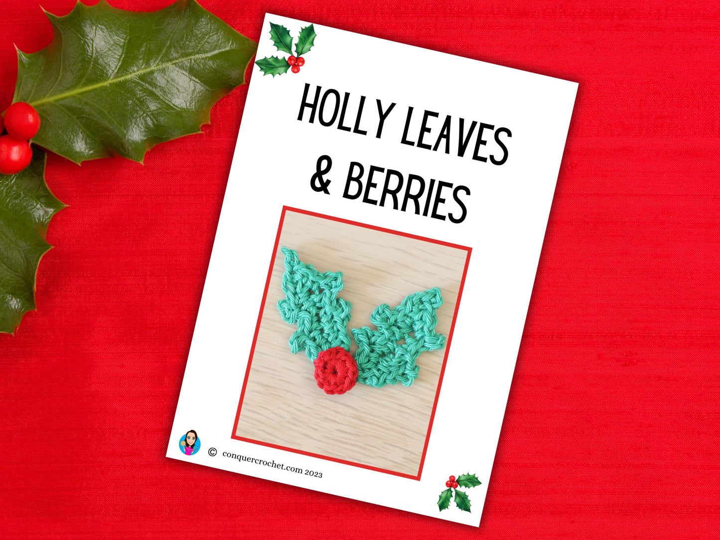 Holly and Berries Applique Crochet Pattern