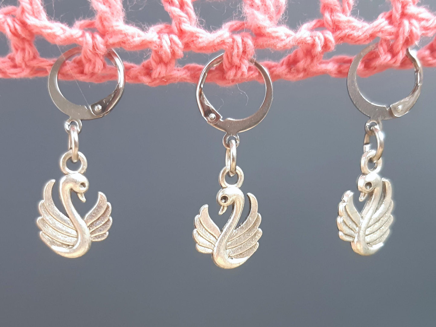 Swan Charm Silver Stitch Marker