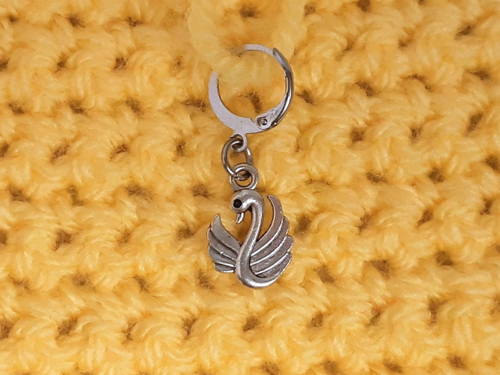 Swan Charm Silver Stitch Marker