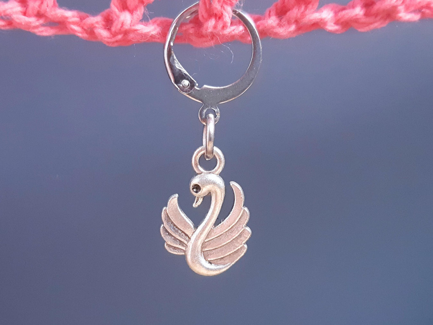 Swan Charm Silver Stitch Marker