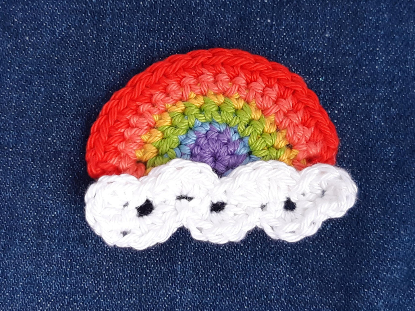 Rainbow and Cloud Sew On Crochet Patch