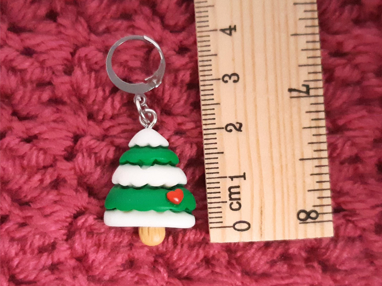 Snowy Christmas Tree Kawaii Stitch Marker