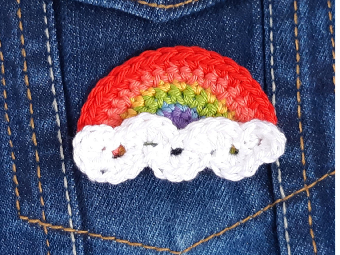 Rainbow and Cloud Sew On Crochet Patch
