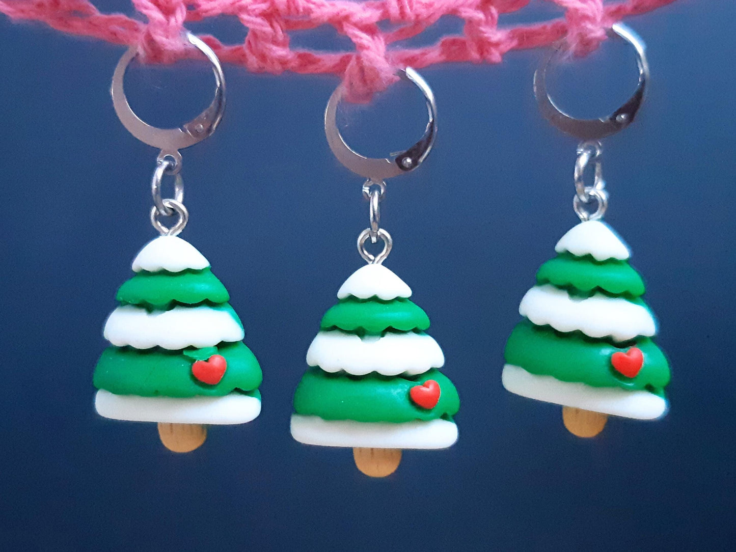 Snowy Christmas Tree Kawaii Stitch Marker
