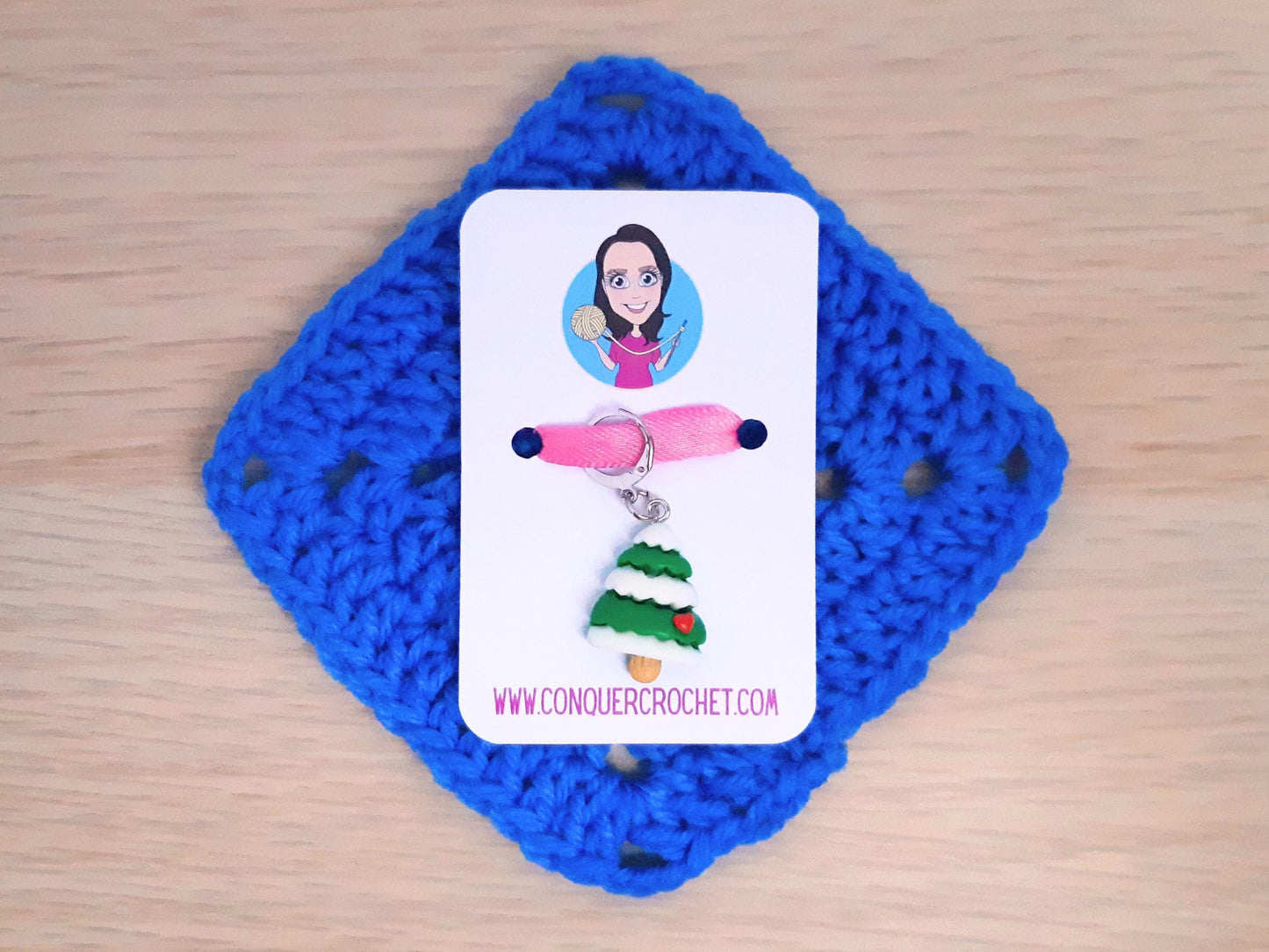 Snowy Christmas Tree Kawaii Stitch Marker