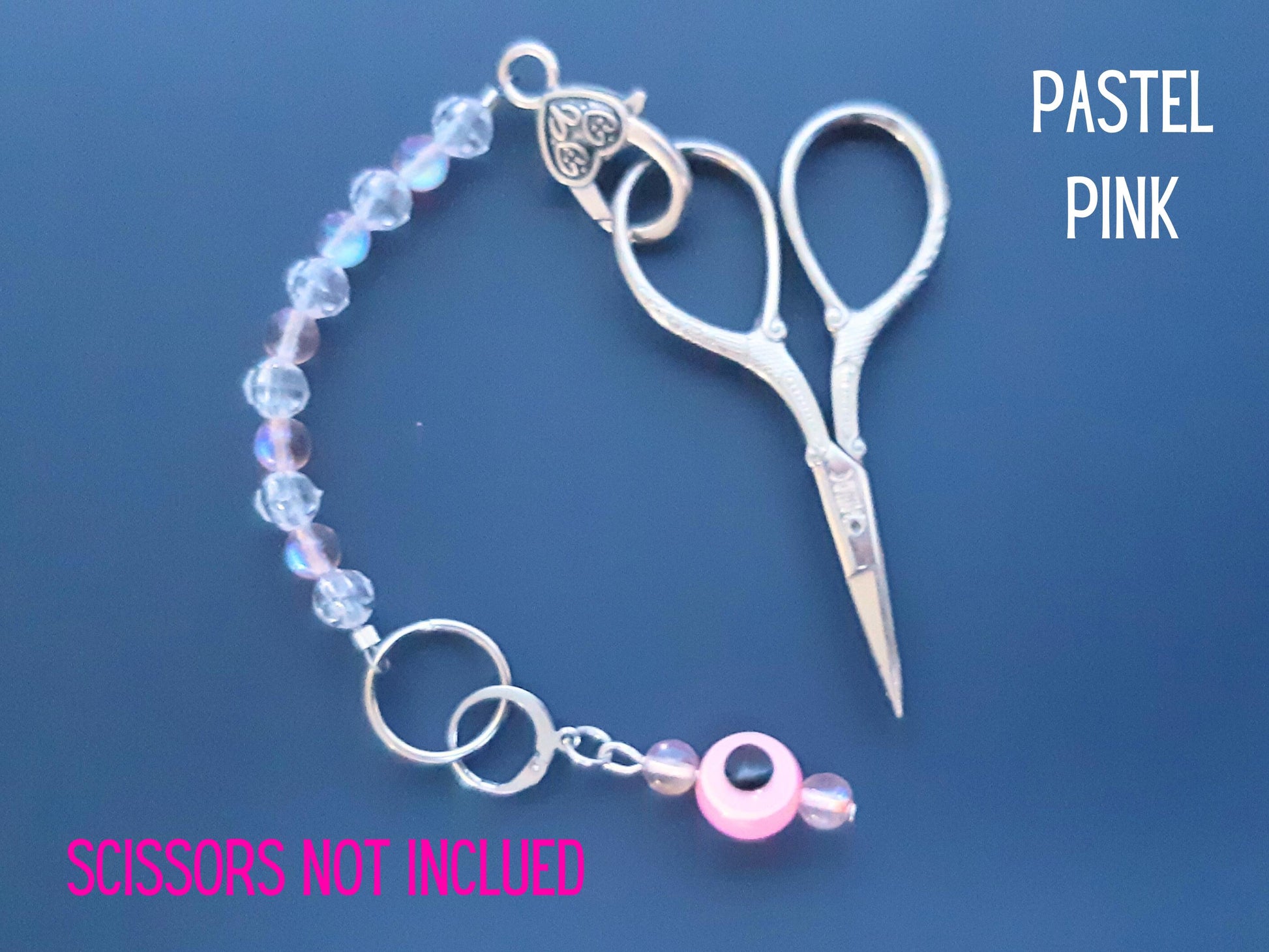 Evil Eye Beaded Scissor Fob and Stitch Marker Set