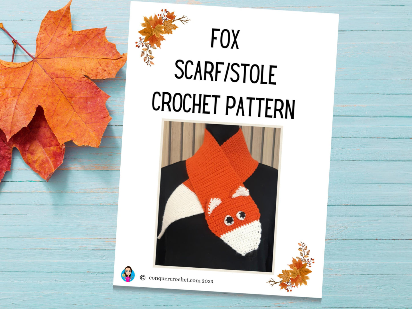 Fox Scarf Crochet Pattern. Fox stole pattern. Digital crochet pattern for fox lovers. Beginner fox scarf crochet pattern.