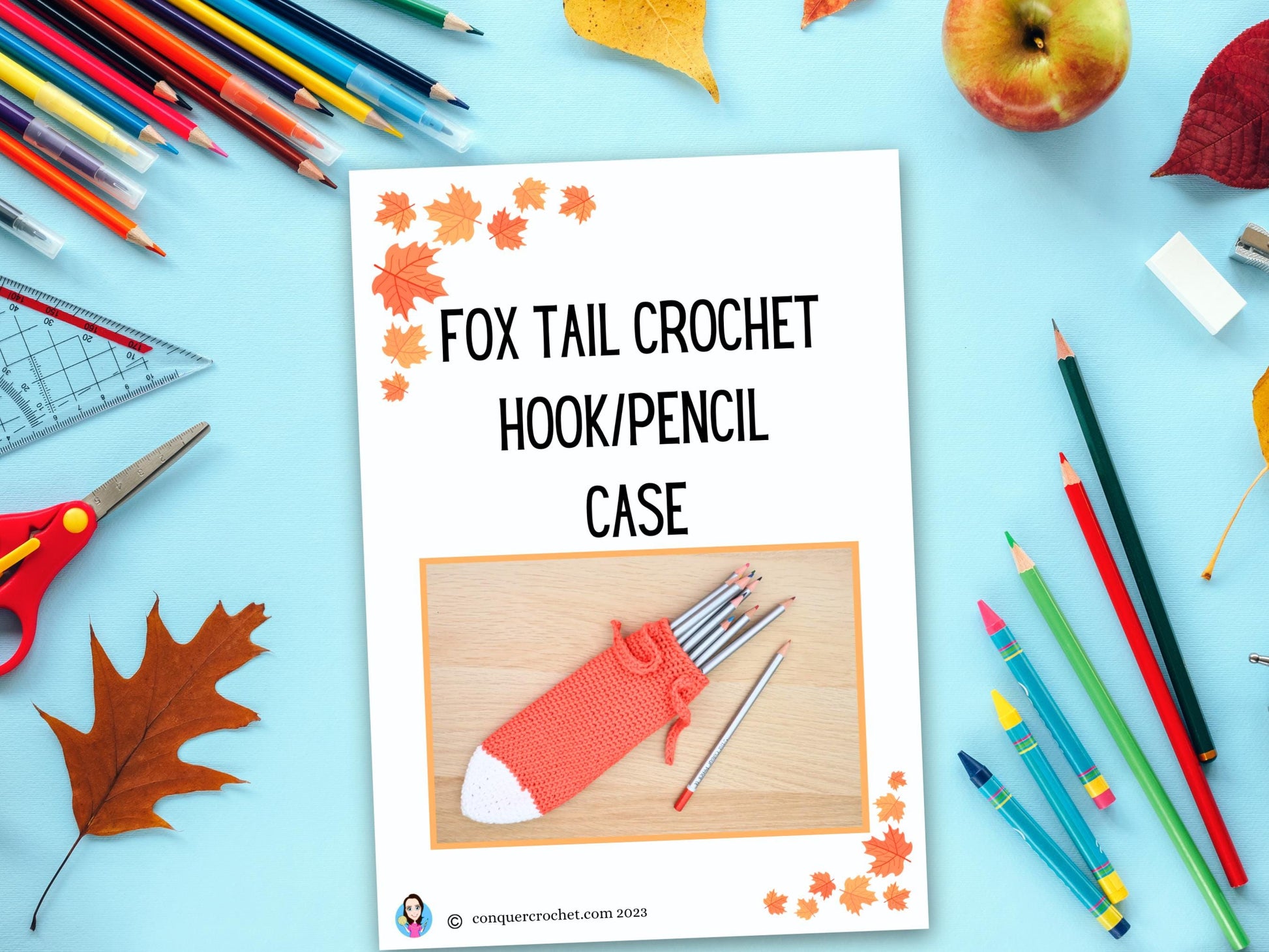 Fox Tail Pencil Case Crochet Pattern. Fox crochet pattern. Digital crochet pattern for fox lovers. Beginner fox tail crochet pattern.