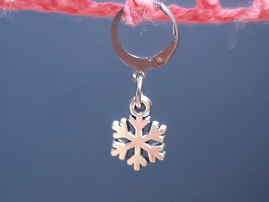 Snowflake Charm Silver Stitch Marker
