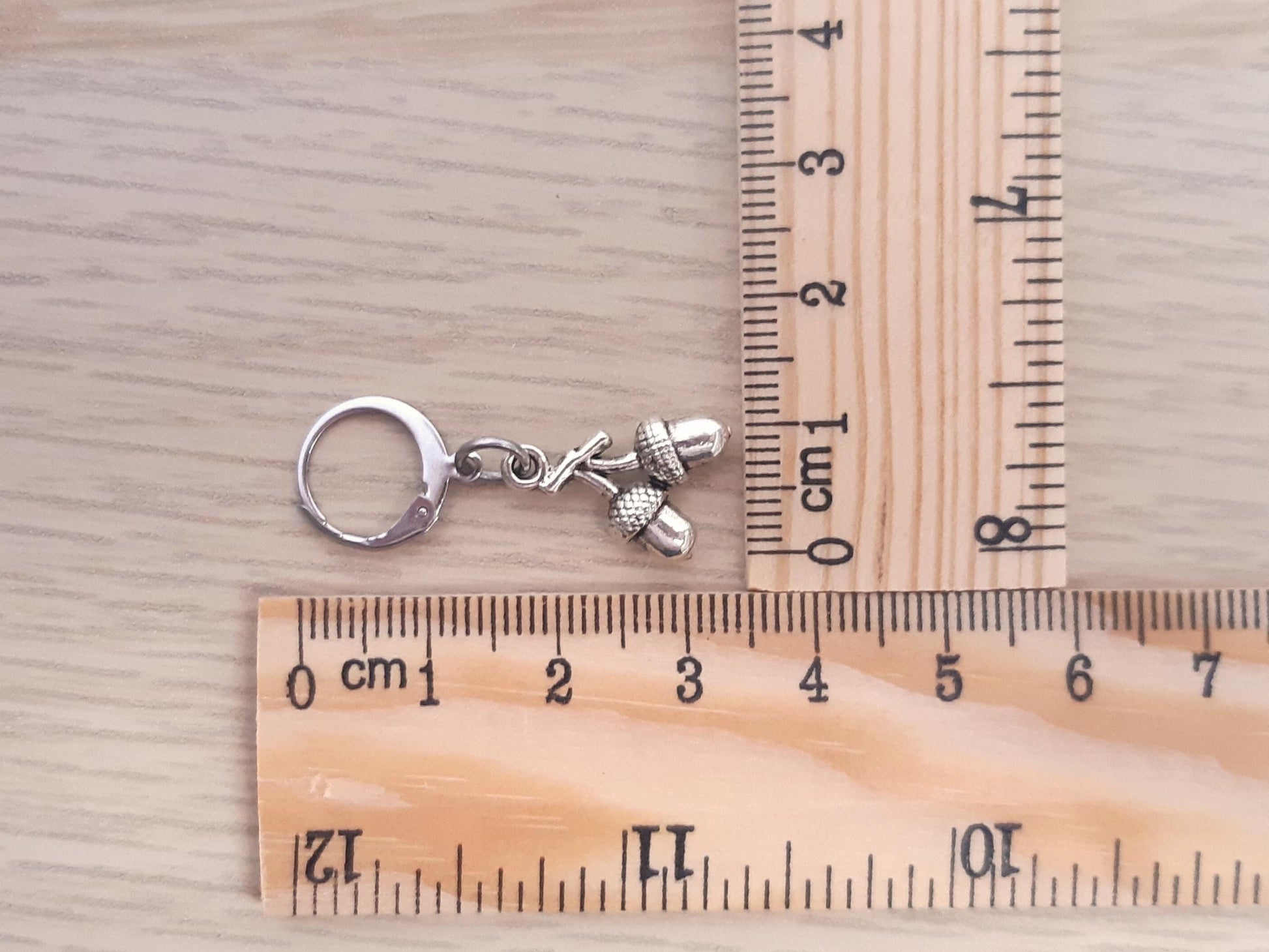 Squirrel Beaded Scissor Fob with Acorn Stitch Markers Set