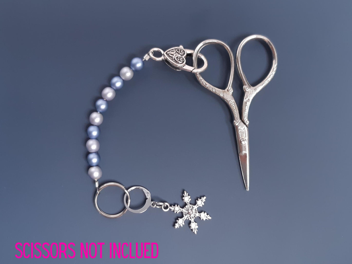 Snowflake Beaded Scissor Fob and Stitch Marker Set