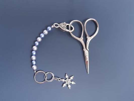 Snowflake Beaded Scissor Fob and Stitch Marker Set