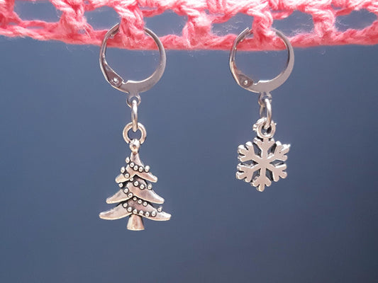 Snowflake and Christmas Tree Stitch Marker Set
