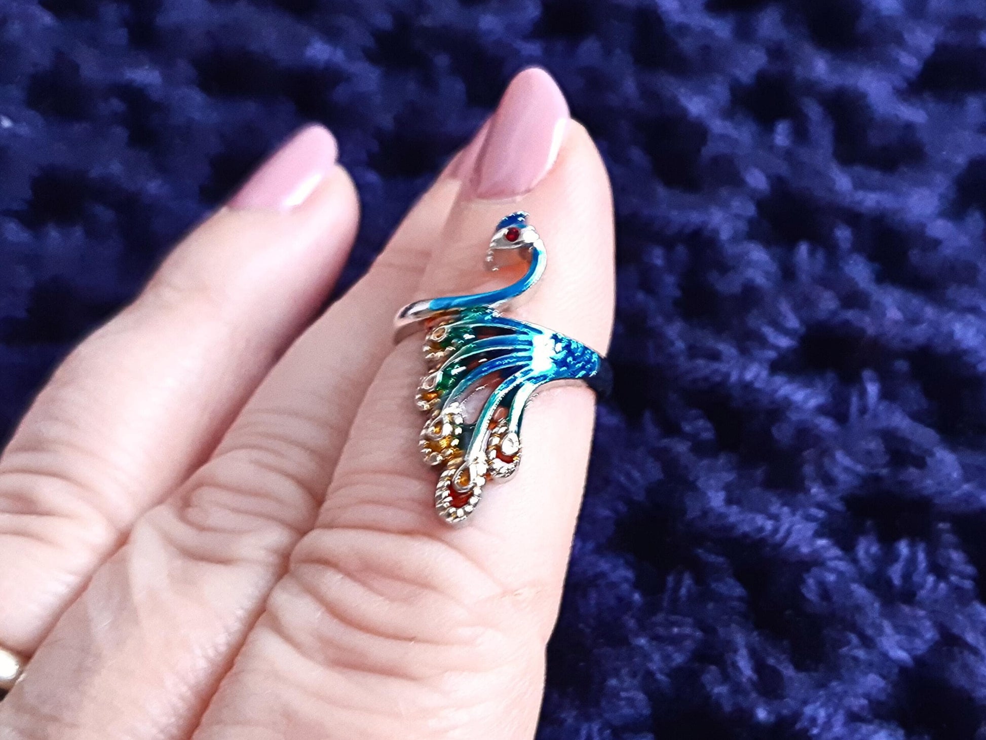 Painted Peacock Crochet Tension Ring