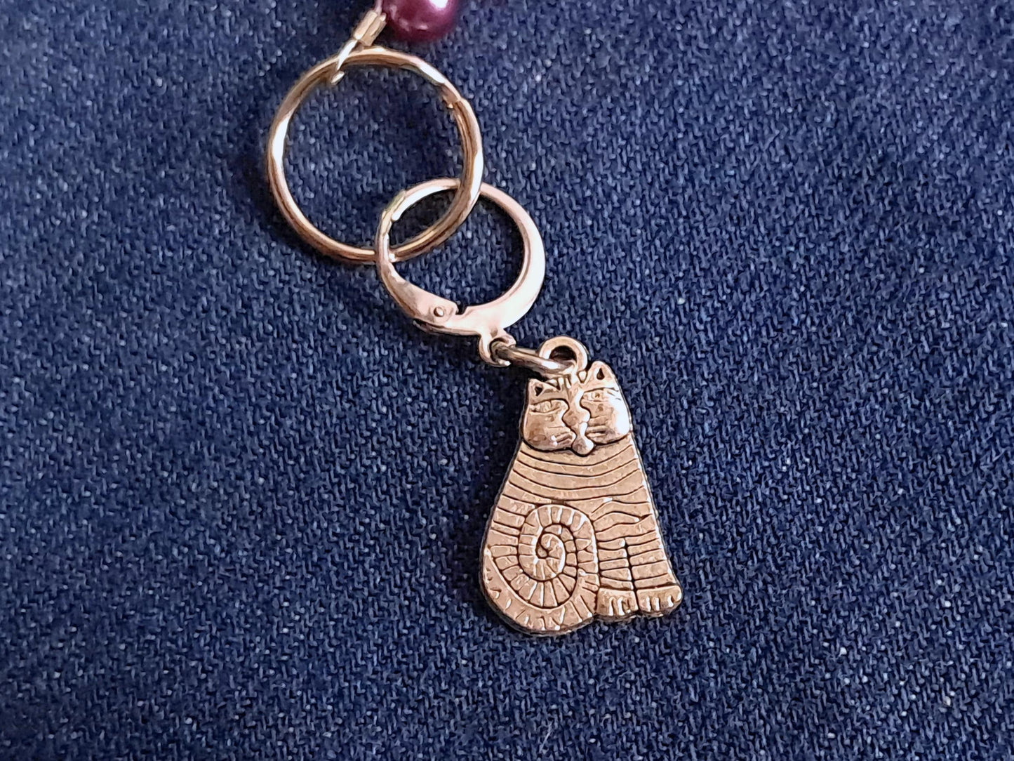 Purple Cat Scissor Fob And Stitch Marker Set
