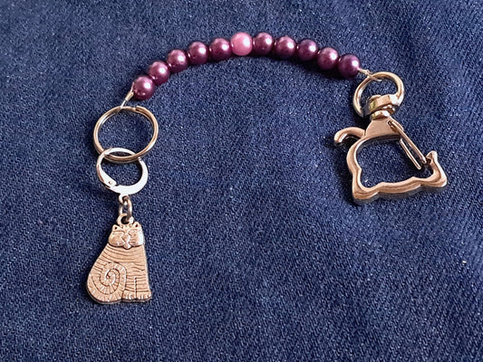 Purple Cat Scissor Fob And Stitch Marker Set