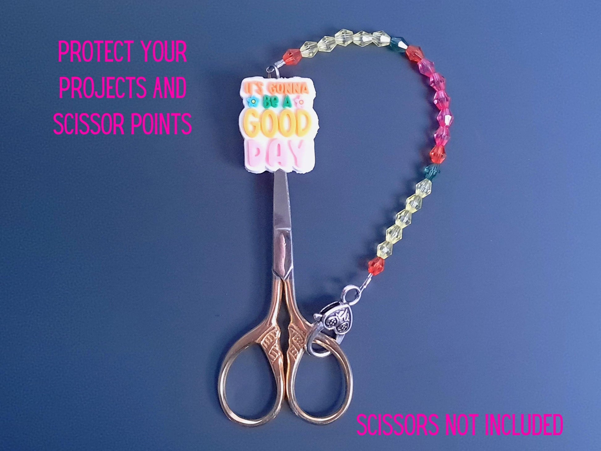 Positive Quote Scissor Fob with Protection Bead